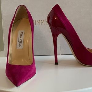Jimmy Choo leather and suede point toe pump